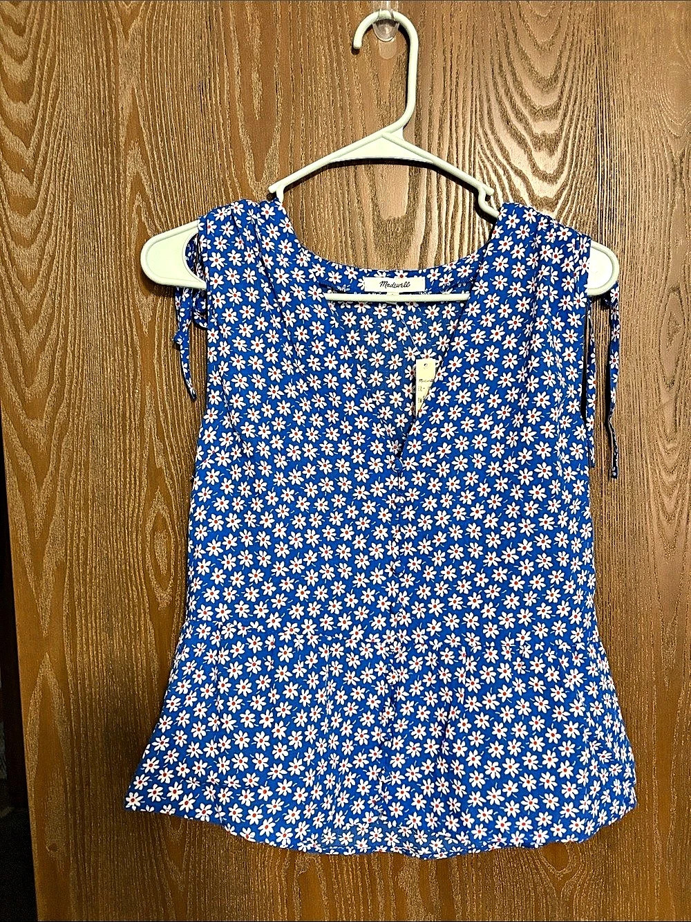Madewell Floral Blouse in Blue & White Size 4 NWT
